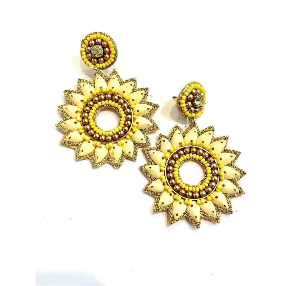 Yellow Starburst Embellished Earrings #stunning earrings #sunshine